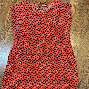 Old Navy Red Dress with Black Heart Pattern